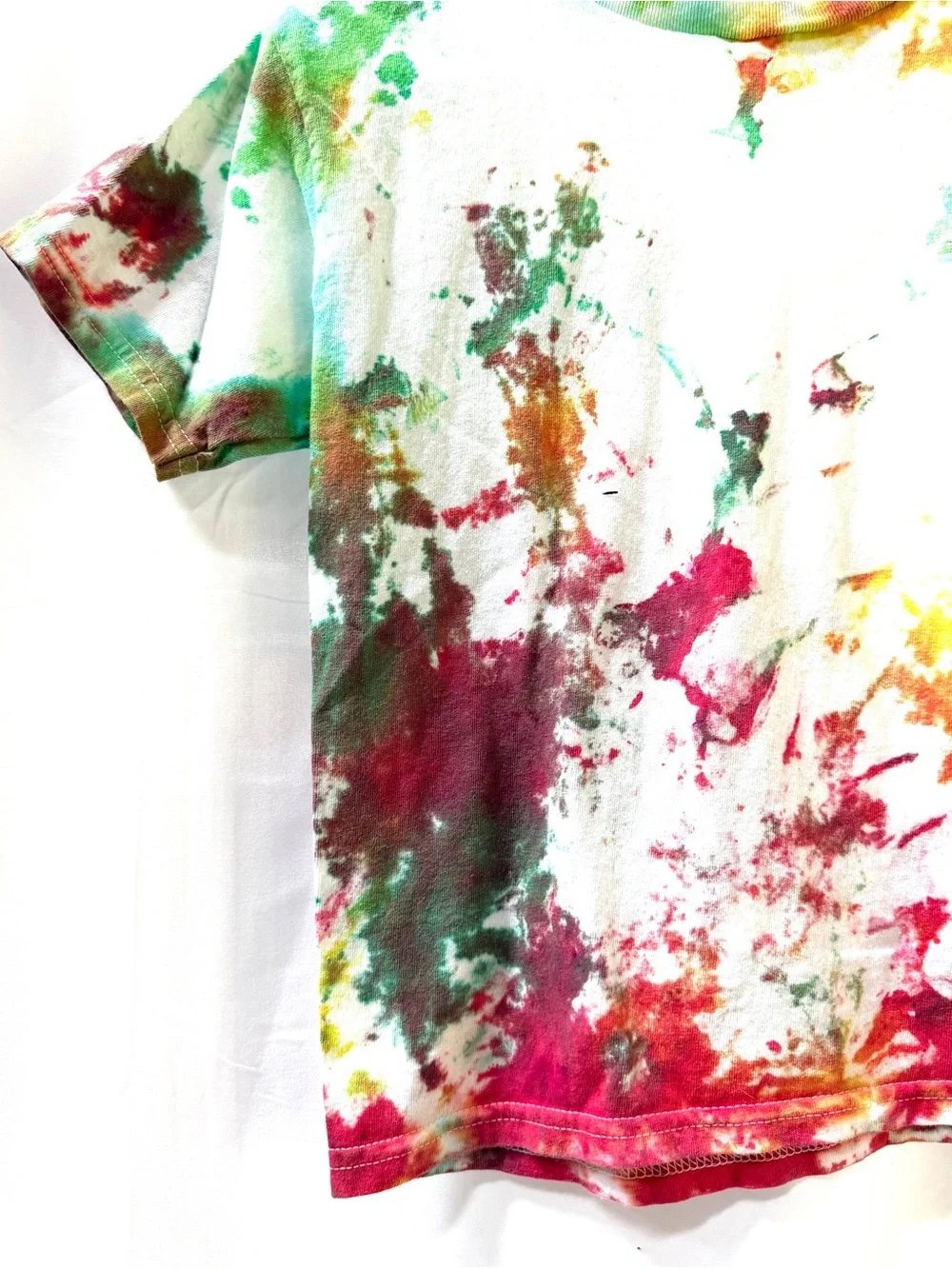 Kid's Tie-Dye Short Sleeve Tee in White, Youth Size M